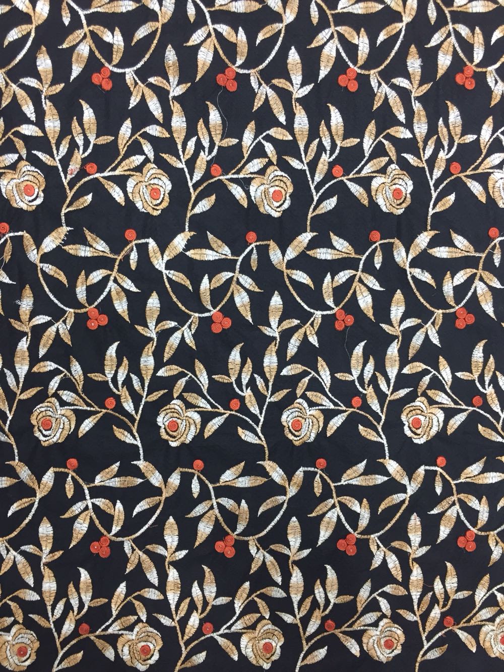 新品 时尚渐变玫瑰花卉 刺绣蕾丝婚纱汉服面料服装设计手工DIY