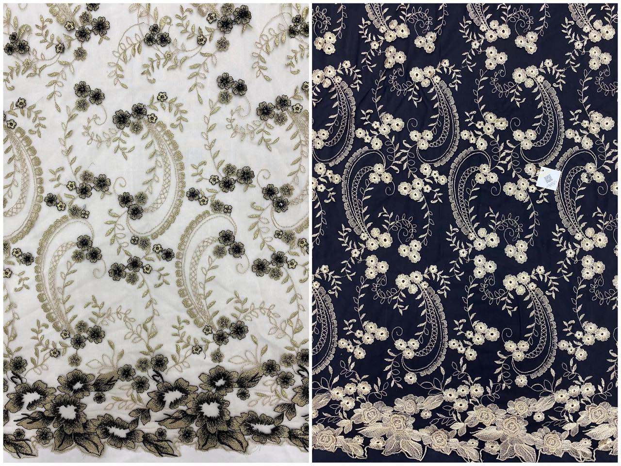 典雅高贵气质金线刺绣女装面料欧洲巴洛克式花卉图案设计立体工艺