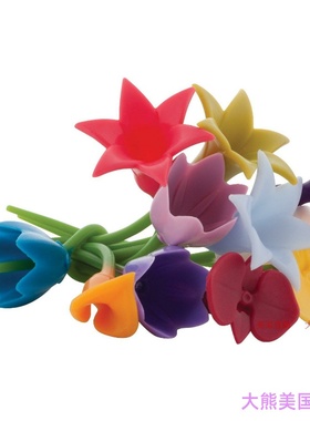 Trudeau Duo Tone Floral Wine Charms, Set of 12  酒杯标识假花