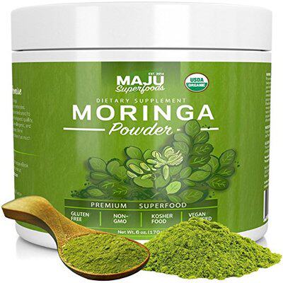 MAJU's Organic Moringa Powder, Oleifera Leaf, 6 oz