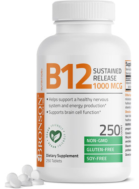 Bronson Vitamin B12 1000 mcg Sustained Release, 250 Tablets