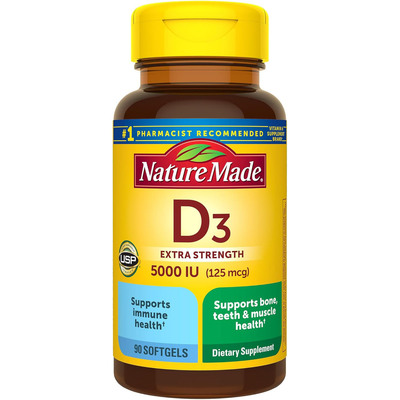 Nature Made Vitamin D3, 5000IU, 90 Softgels 维生素D3