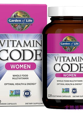 美国Garden of Life Multivitamin Code for Women, 120 Capsules