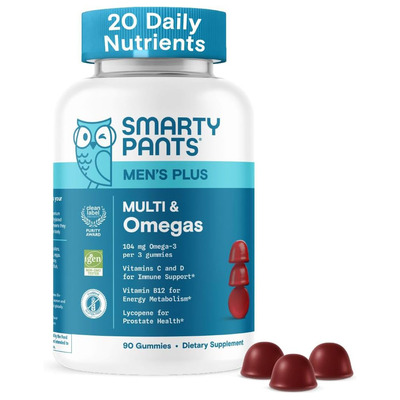 SmartyPants Men's Plus Multivitamin Oemegas,90 Gummies