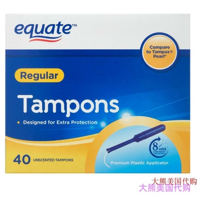 Equate Tampons with Plastic Applicators, Unscented, Regular