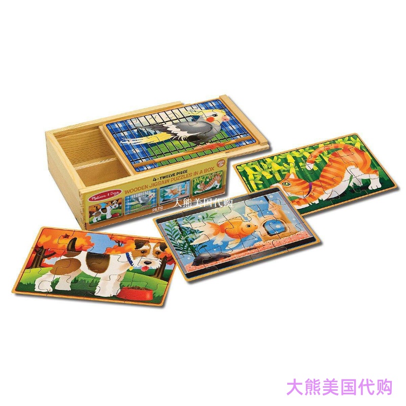 Melissa & Doug Pets 4-in-1 Wooden Jigsaw Puzzles (48 pcs)