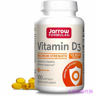 Jarrow Formulas Vitamin D3, 5000 IU, 100 Softgels 维生素D3