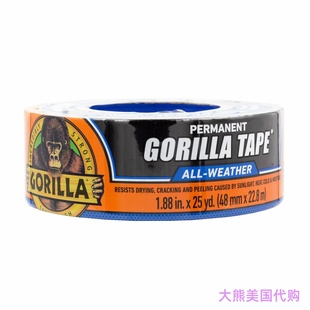 Gorilla All Weather Duct Tape, Black, 1.88