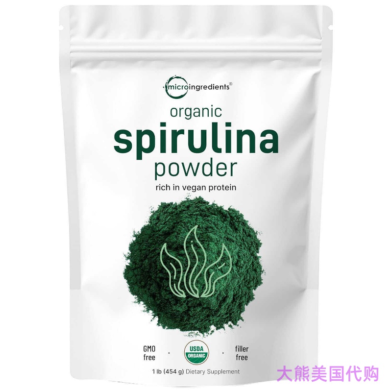 Micro Ingredients Organic Spirulina Powder, 16 Ounce