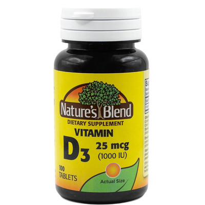 Nature's Blend Vitamin D3 25mcg, 100 Tablets
