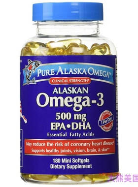 Pure Alaska Omega-3 500 mg. EPA+DHA, 180 Softgels