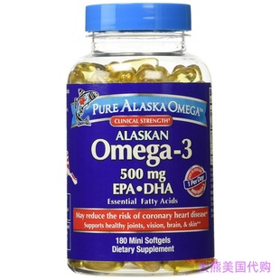 Pure Alaska Omega-3 500 mg. EPA+DHA, 180 Softgels