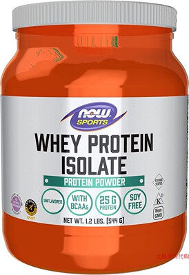 NOW Foods Whey Protein Isolate, Pure 1.2Lb 乳清分离蛋白
