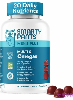 SmartyPants Men's Plus Multivitamin Oemegas,90 Gummies