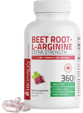 Bronson Beet Root + L-Arginine Extra zStrength, 360 Capsules