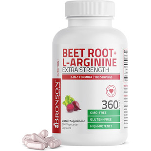 Bronson Beet Root + L-Arginine Extra zStrength, 360 Capsules