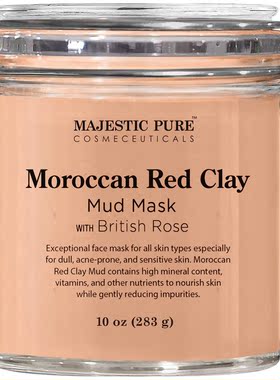MAJESTIC PURE Moroccan Red Clay Mud Mask with British Rose
