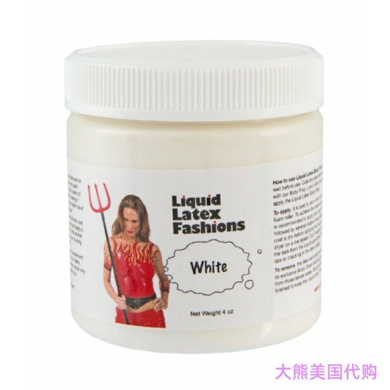 Ammonia Free Liquid Latex Body Paint, White, 4 Ounce