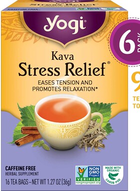 Yogi Tea, Herbal Kava Stress Relief, 16 Count (Pack of 6)