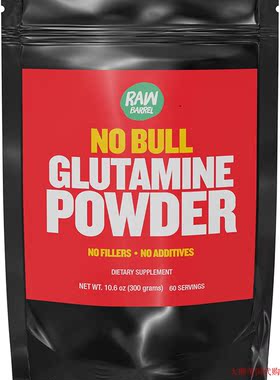 Raw Barrel No Bull Glutamine Powder, No Fillers, 300g