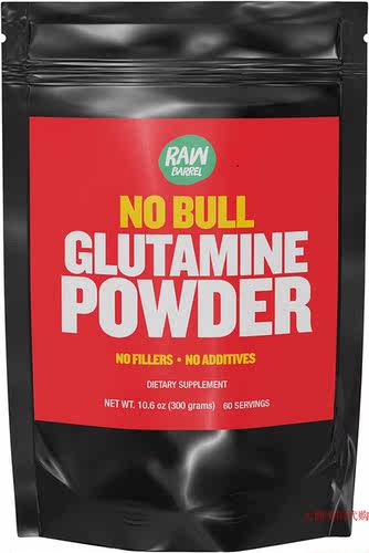 Raw Barrel No Bull Glutamine Powder, No Fillers, 300g