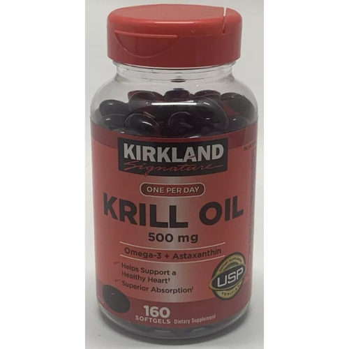 Kirkland Signature Krill Oil 500 mg., 160 Softgels 磷虾油