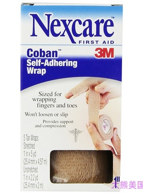 Nexcare Coban Self-Adherent Wrap, 1 Inch X 5 Yards, 5 Wraps
