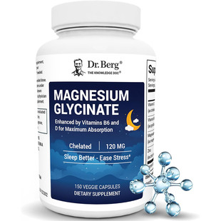 Dr. Berg Magnesium Glycinate with B6 D3, 150 Capsules