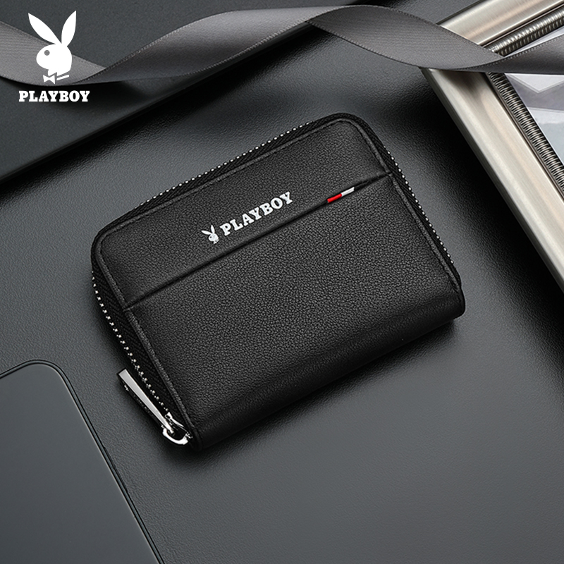 花花公子真皮卡包男士头层牛皮高档证件卡套卡夹防消磁大容量男式