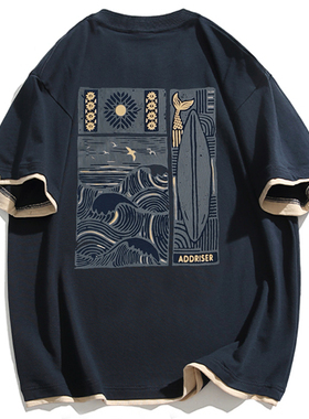 超大特大码胖哥加肥加大肥佬400斤假两件上衣圆领短袖体恤t恤男夏