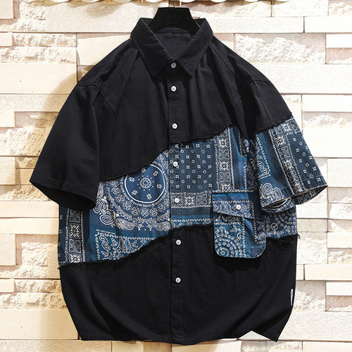 特大码衬衣加肥胖子港风短袖