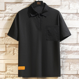 加肥加大肥佬400斤上衣短袖 t恤POLO翻领体恤男夏 显瘦特大码 超大码