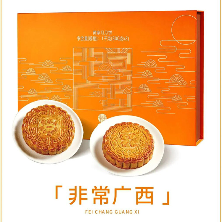 黄家月非常广西广式五仁叉烧丝 蛋黄莲蓉 北海合浦中秋两个大月饼