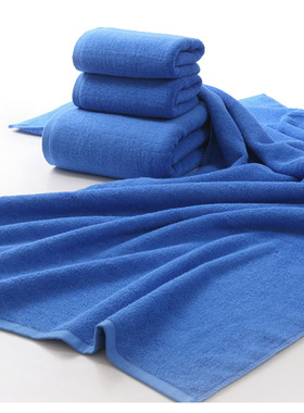 会所美容院理发店纯棉蓝色加厚浴巾足疗洗澡浴场专用大毛巾批发
