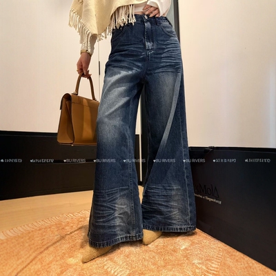 BURIVERS复古高腰显瘦牛仔裤女