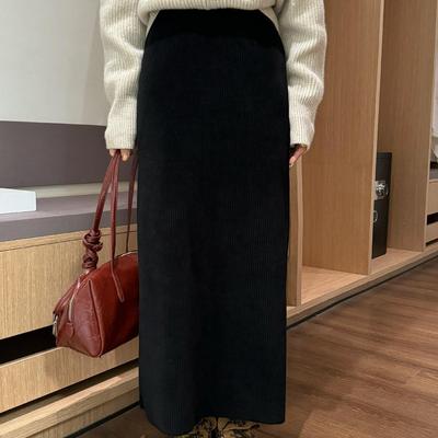 摩登197条绒坑条百搭直筒半身裙