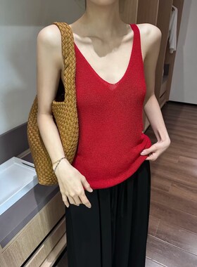 摩登197夏季V领针织吊带背心上衣