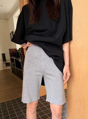 摩登197高腰修身运动五分短裤女