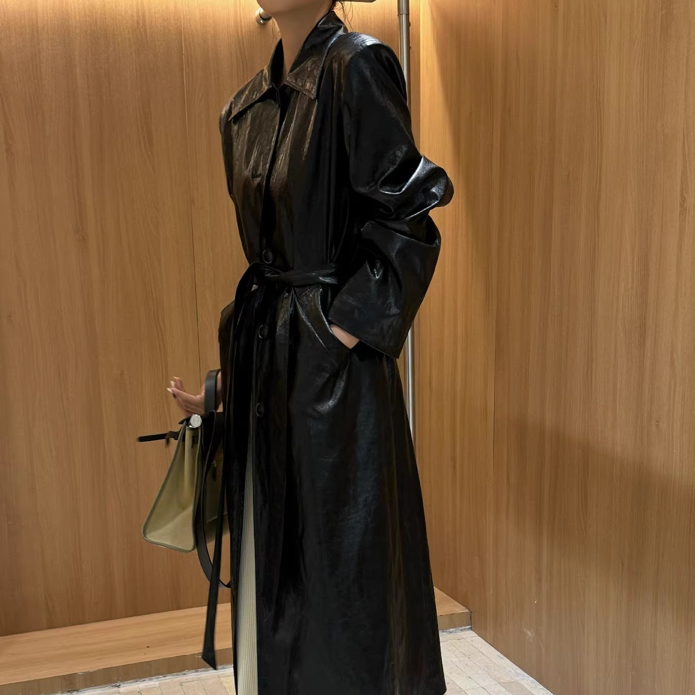 摩登197高级感长款皮衣风衣外套