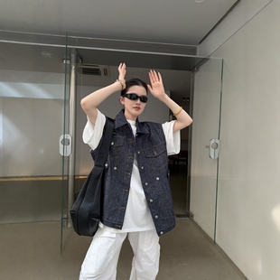 摩登197痞帅休闲风牛仔马甲女2026春夏新款 工装 马夹外套 H319 无袖