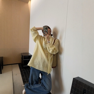 摩登197法式 女2026春夏新款 慵懒风宽松防晒上衣 H230 苎麻飘带衬衫