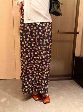 摩登197双面穿印花半身裙女2026春新款高腰百搭后开叉直筒裙G7201