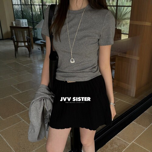 JVVSISTER显瘦圆领短袖T恤上衣