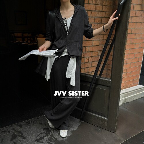 JVV休闲连帽卫衣阔腿裤两件套女