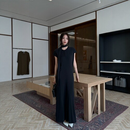 摩登197气质飘带圆领短袖连衣裙