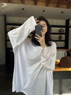 摩登197韩版宽松休闲长袖T恤女2026春夏款显瘦纯色防晒上衣71009