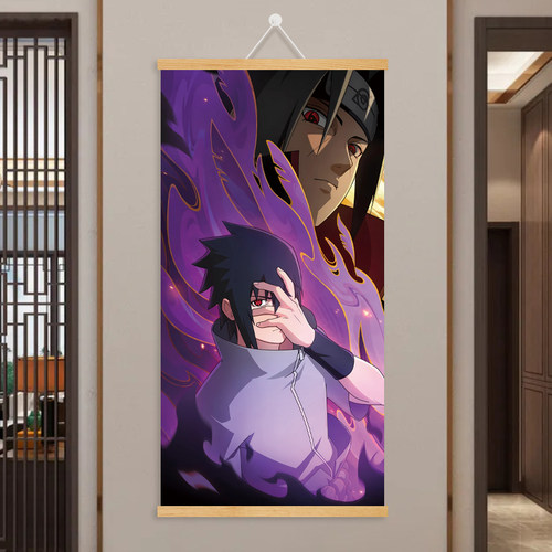 火影忍者海报挂画实木轴配送挂钩