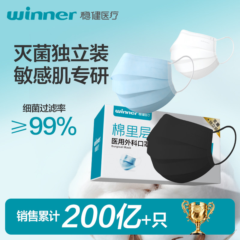 稳健棉里层灭菌独立医用外科口罩图片