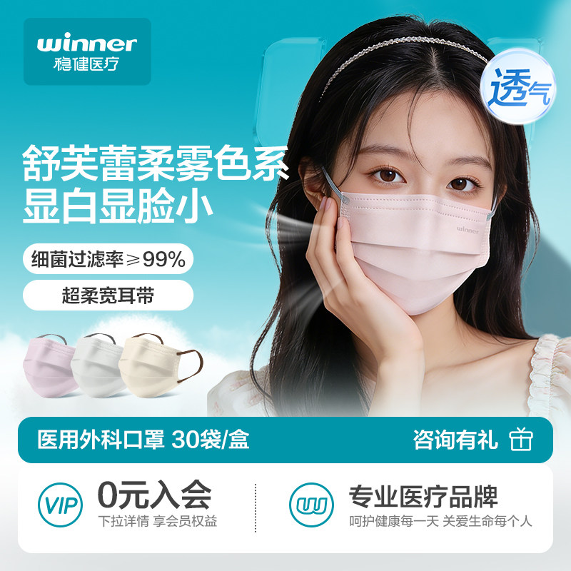 稳健医用外科一次性口罩高颜值男女透气灭菌级独立装口罩2026新款图片