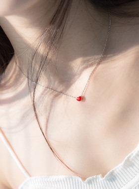 朱砂痣项链红色甜美心形